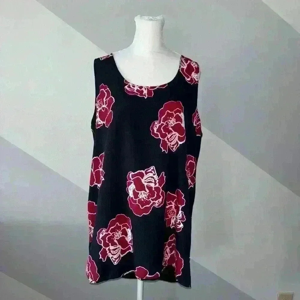 Gap Sleeveless Blouse Floral Red and Navy Size XXL